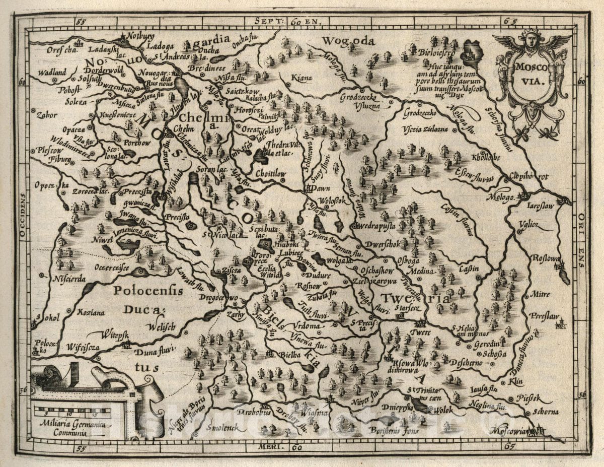 Historic Map : Russia , Moscow (Russia), Moscovia. (to accompany) Atlas Minor Gerardi Mercatoris, 1607 Atlas , Vintage Wall Art