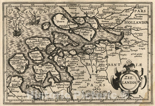 Historic Map : Netherlands, Zeelandia. (to accompany) Atlas Minor Gerardi Mercatoris, 1607 Atlas , Vintage Wall Art