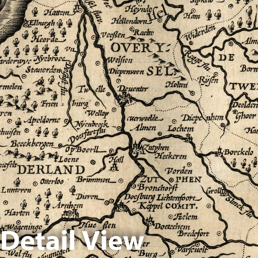 Historic Map : Netherlands, Geldria et Transisulana. (to accompany) Atlas Minor Gerardi Mercatoris, 1607 Atlas , Vintage Wall Art