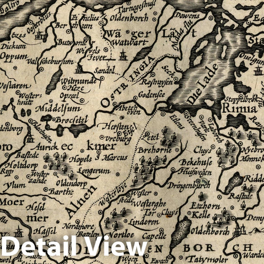 Historic Map : Germany, Emden et Oldenbor.(to accompany) Atlas Minor Gerardi Mercatoris, 1607 Atlas , Vintage Wall Art