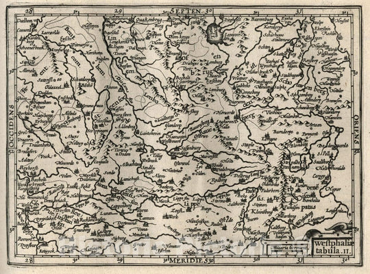 Historic Map : Germany, Westfaliae Tabula II. (to accompany) Atlas Minor Gerardi Mercatoris, 1607 Atlas , Vintage Wall Art