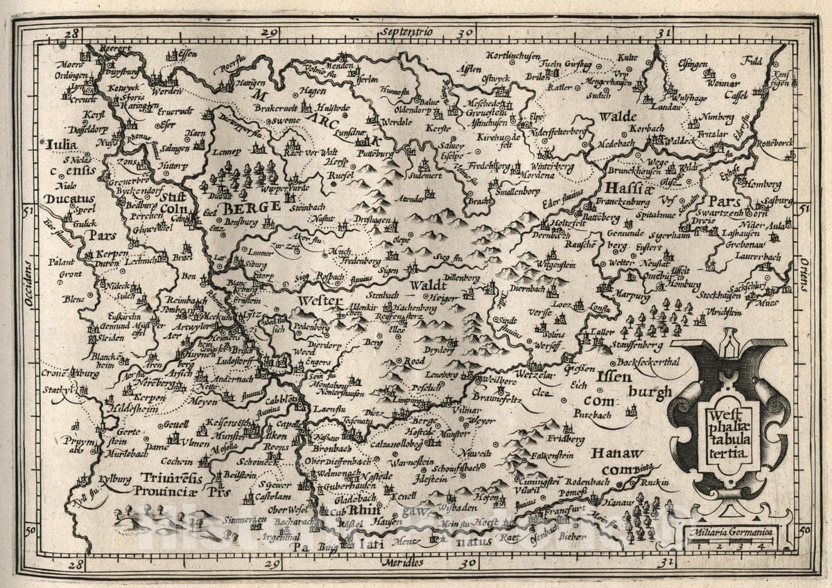 Historic Map : Germany, Westphaliae Tabula tertia. (to accompany) Atlas Minor Gerardi Mercatoris, 1607 Atlas , Vintage Wall Art