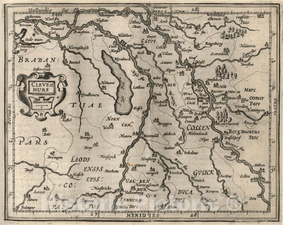 Historic Map : Germany, Cleve et MURS. (to accompany) Atlas Minor Gerardi Mercatoris, 1607 Atlas , Vintage Wall Art