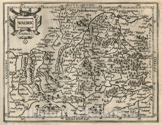 Historic Map : Germany, Waldeck Comit. (to accompany) Atlas Minor Gerardi Mercatoris, 1607 Atlas , Vintage Wall Art