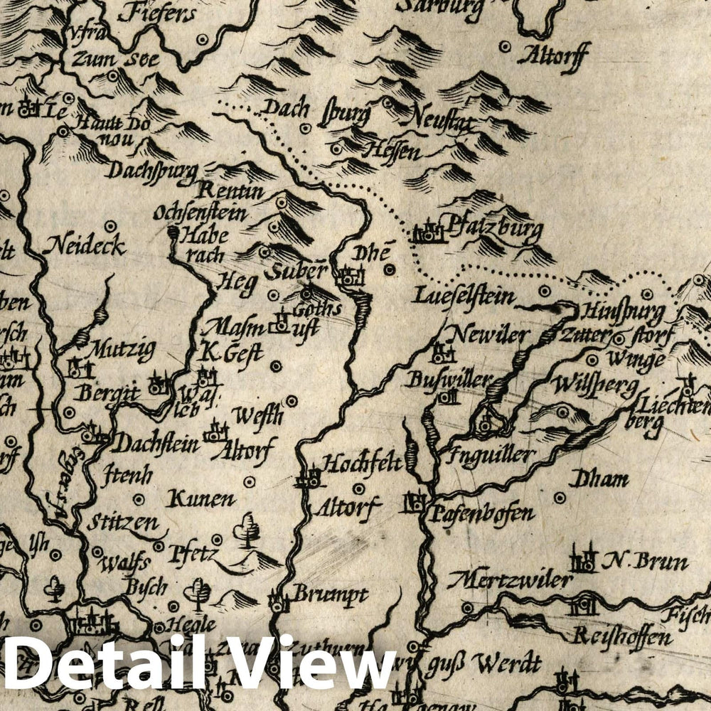 Historic Map : Germany, Alsatia Inferior. (to accompany) Atlas Minor Gerardi Mercatoris, 1607 Atlas , Vintage Wall Art