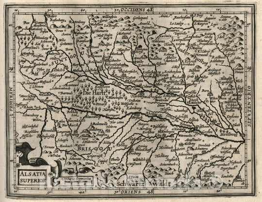 Historic Map : Germany, Alsatia Superior. (to accompany) Atlas Minor Gerardi Mercatoris, 1607 Atlas , Vintage Wall Art