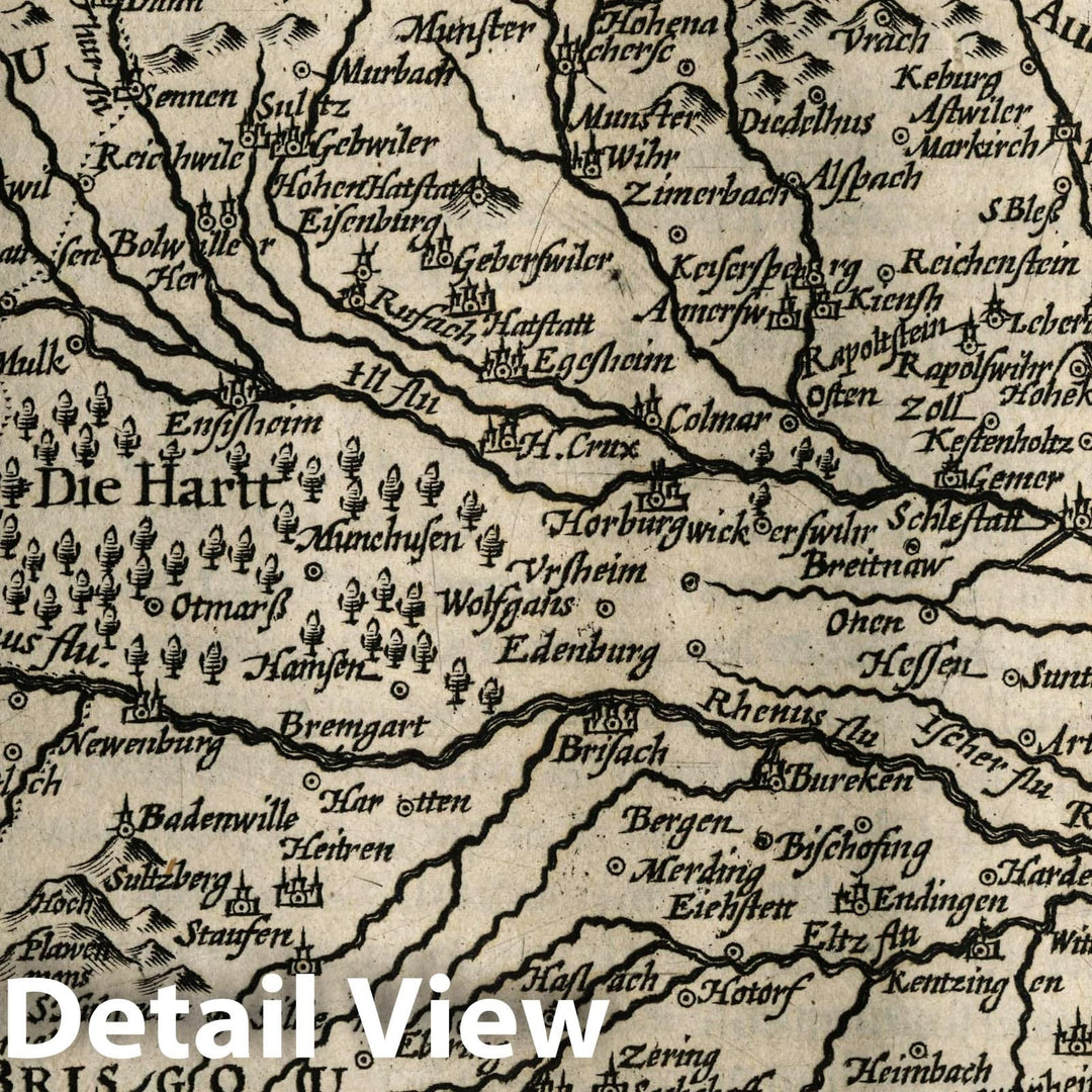 Historic Map : Germany, Alsatia Superior. (to accompany) Atlas Minor Gerardi Mercatoris, 1607 Atlas , Vintage Wall Art