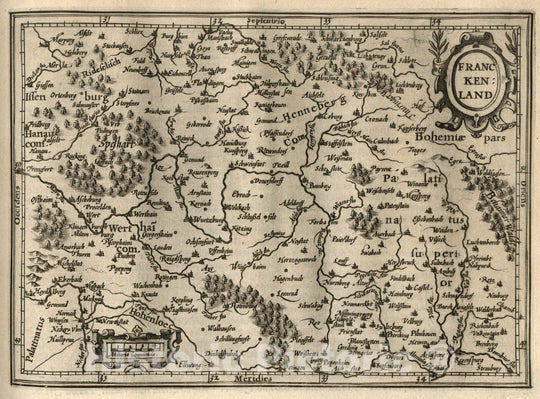 Historic Map : Germany, Frankenland. (to accompany) Atlas Minor Gerardi Mercatoris, 1607 Atlas , Vintage Wall Art