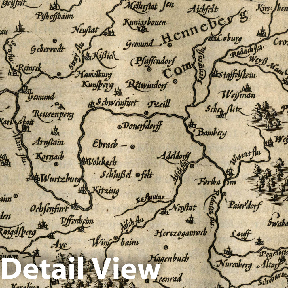 Historic Map : Germany, Frankenland. (to accompany) Atlas Minor Gerardi Mercatoris, 1607 Atlas , Vintage Wall Art