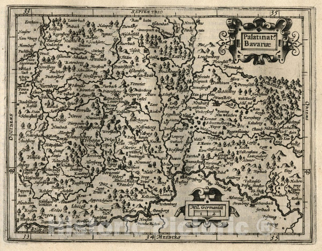 Historic Map : Germany, Bavaria , Germany Palatinate Bavariae. (to accompany) Atlas Minor Gerardi Mercatoris, 1607 Atlas , Vintage Wall Art