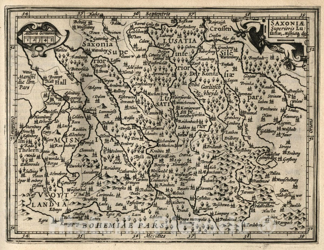 Historic Map : Germany, Saxoniae superioris Lusatiae Misniaeque descriptio, 1607 Atlas , Vintage Wall Art