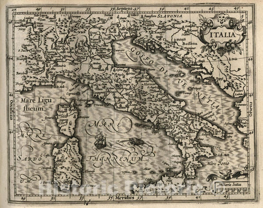 Historic Map : Italy, Italia. (to accompany) Atlas Minor Gerardi Mercatoris, 1607 Atlas , Vintage Wall Art