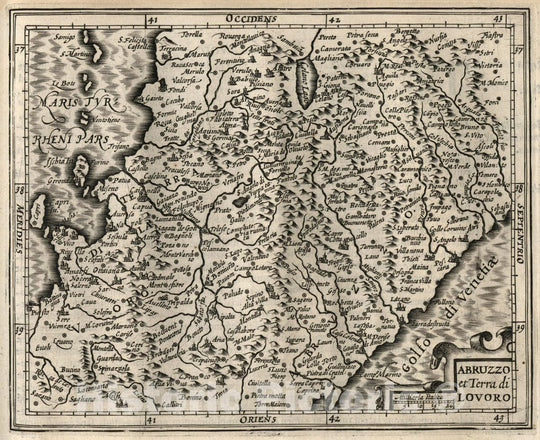 Historic Map : Italy, Abruzzo et Terra di Lavoro. (to accompany) Atlas Minor Gerardi Mercatoris, 1607 Atlas , Vintage Wall Art