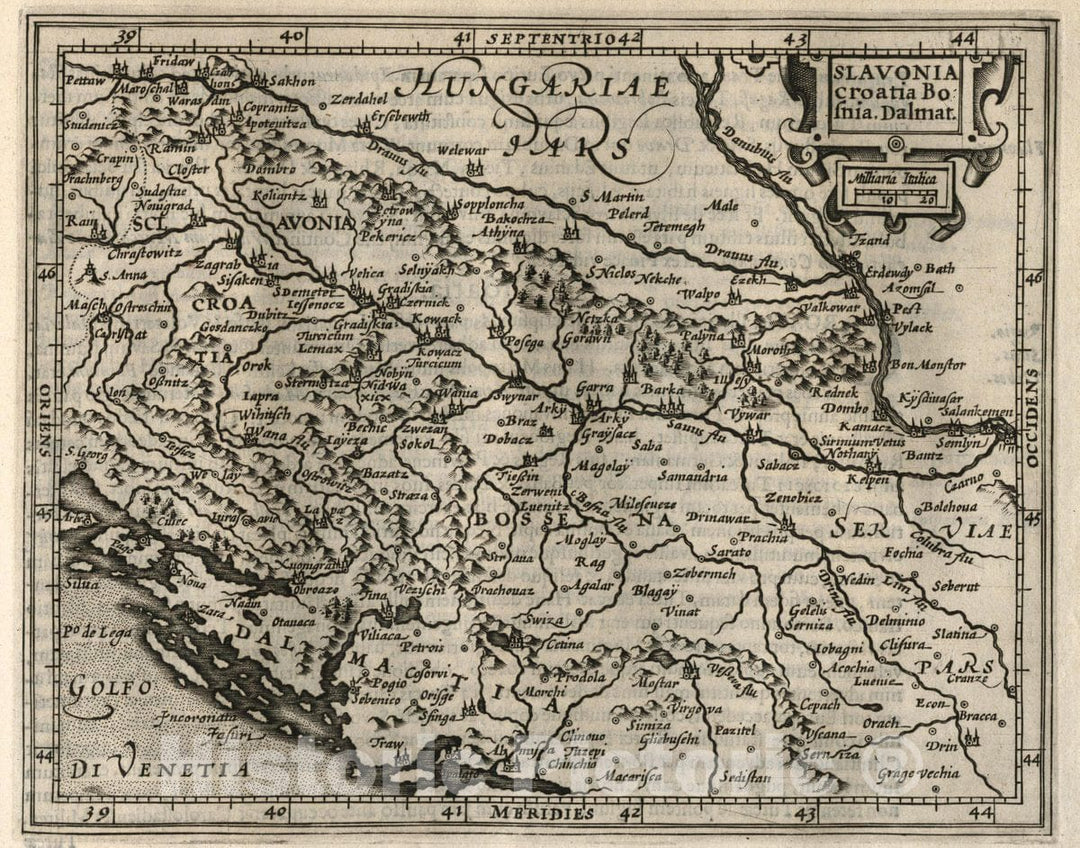 Historic Map : Slovania, Sclavonia, Croatia, Bosnia Cum Dalmat, 1607 Atlas , Vintage Wall Art