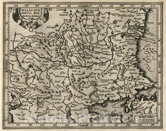 Historic Map : Serbia, Balkan Peninsula Walachia, Servia, Bulgaria, Romania, 1607 Atlas , Vintage Wall Art