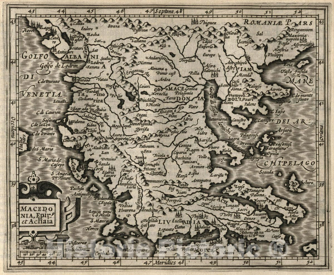 Historic Map : Macedonia, Macedonia Epir. et Achaia. (to accompany) Atlas Minor Gerardi Mercatoris, 1607 Atlas , Vintage Wall Art