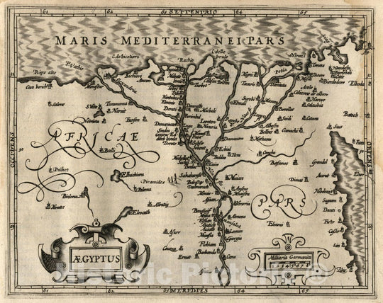 Historic Map : Egypt, , Africa Aegyptus. (to accompany) Atlas Minor Gerardi Mercatoris, 1607 Atlas , Vintage Wall Art