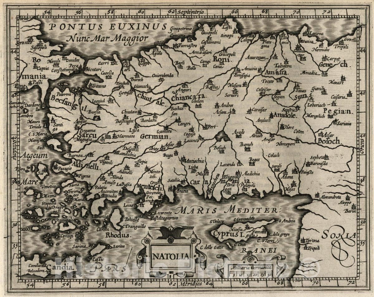 Historic Map : Turkey, Asia Minor Natolia. (to accompany) Atlas Minor Gerardi Mercatoris, 1607 Atlas , Vintage Wall Art