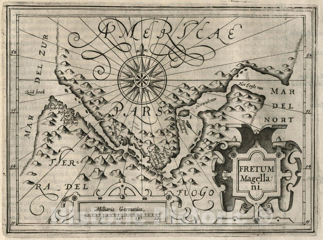 Historic Map : Argentina, Magellan, Strait of (Chile and Argentina) Fretum Magellani. (to accompany) Atlas Minor Gerardi Mercatoris, 1607 Atlas , Vintage Wall Art