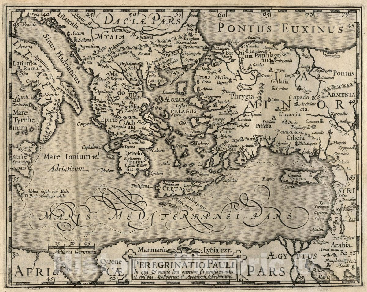 Historic Map : Mediterranean Region Peregrinatio Pauli : in Qua & Omnia loca Quorum , 1607, Vintage Wall Art