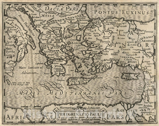 Historic Map : Mediterranean Region Peregrinatio Pauli : in Qua & Omnia loca Quorum , 1607, Vintage Wall Art