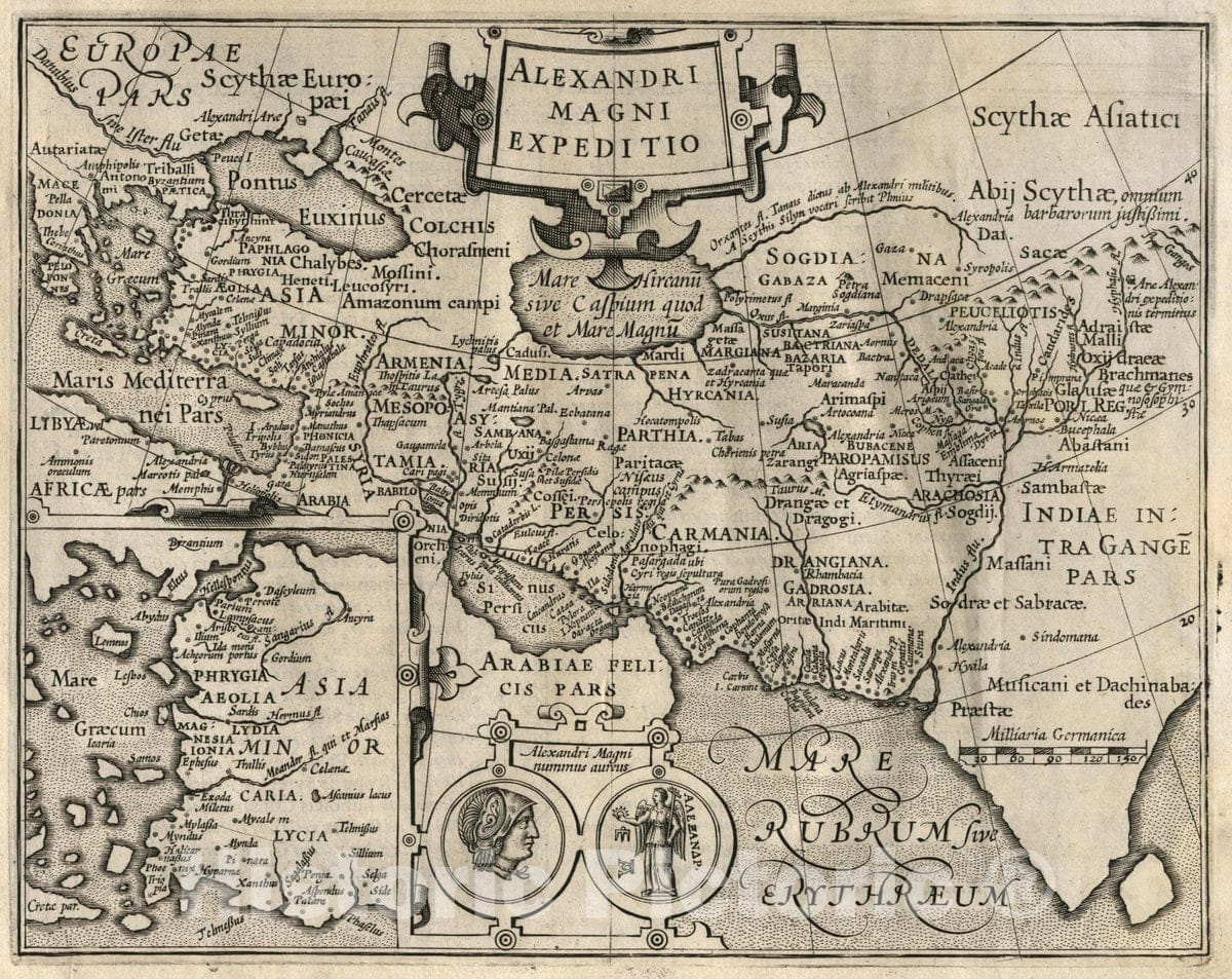 Historic Map : Asia Minor Alexandri Magni Expeditio. (Inset) Asia Minor. (to accompany) Atlas Minor Gerardi Mercatoris, 1607 Atlas , Vintage Wall Art