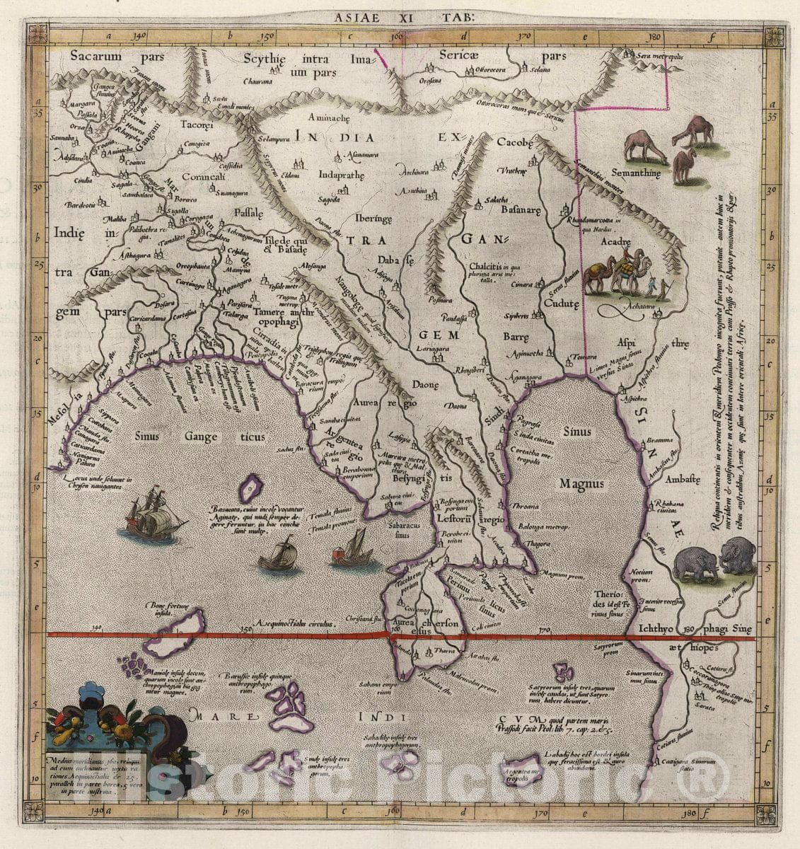 Historic Map : India, Southeast Asia Asiae, XI Tab. Tabvlarvm Ptolemaicarvm delineatio, 1618 Atlas , Vintage Wall Art