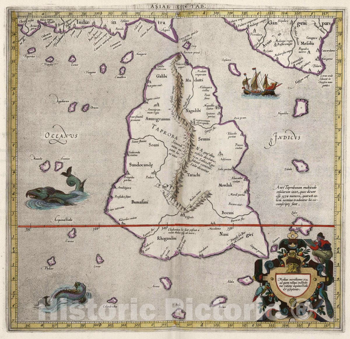 Historic Map : Sri Lanka., Asiae,XII Tab. Tabvlarvm Ptolemaicarvm delineatio, 1618 Atlas , Vintage Wall Art