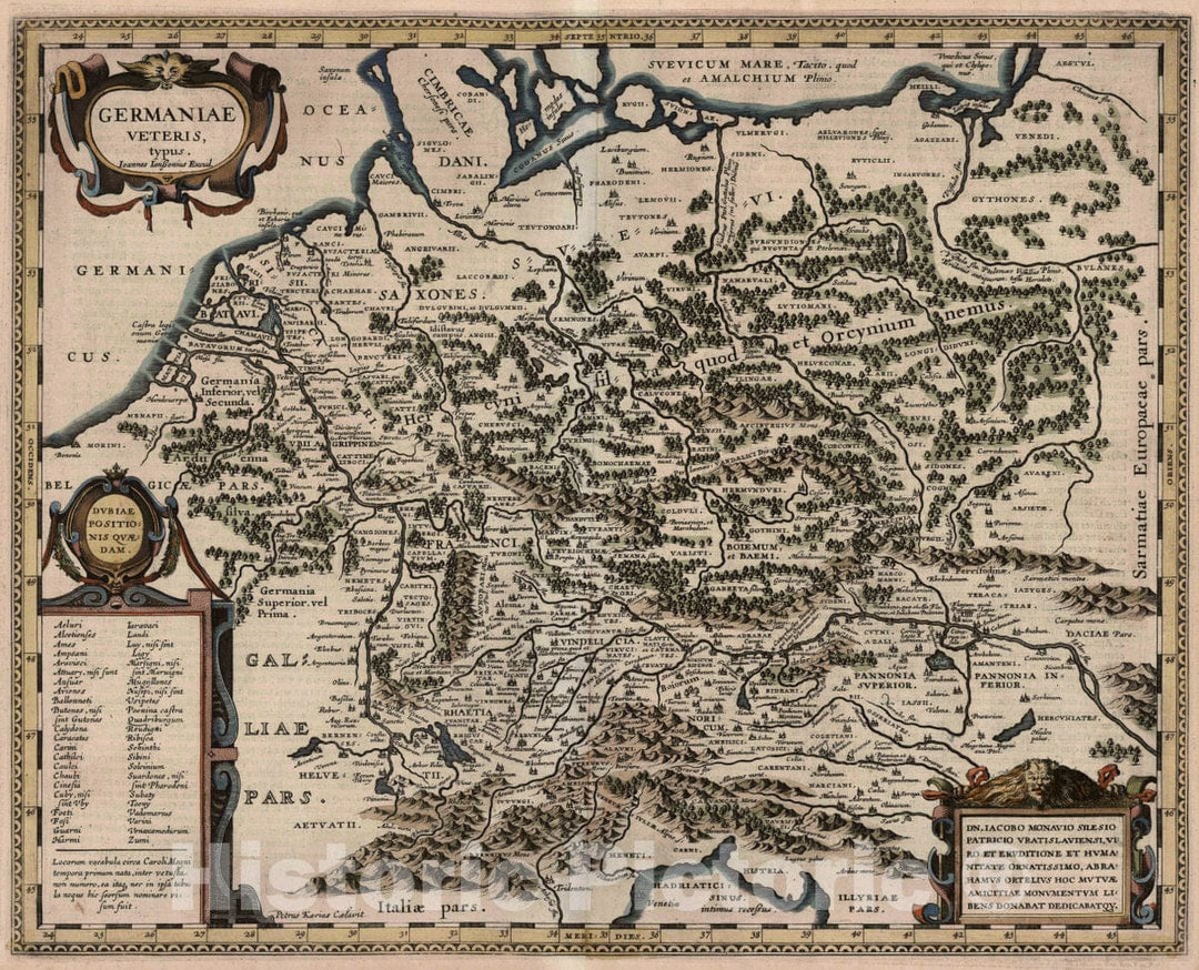 Historic Map : Germany, Germania veteris typus. Abrahami Ortelii. 1619, Vintage Wall Art