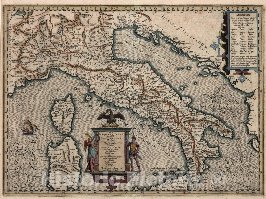 Historic Map : Italy, Italia antiqva. . Abrahami Ortelii. Tabvlae Aliqvot. Theatri, 1603 , Vintage Wall Art