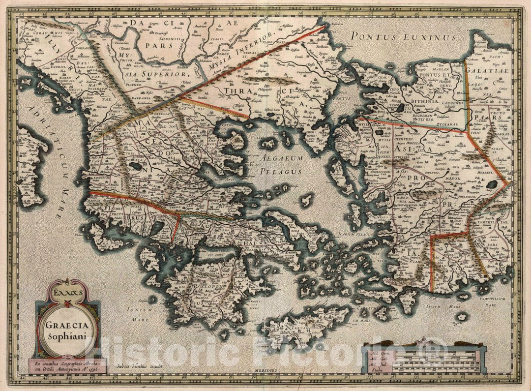 Historic Map : Turkey, Asia ZMinor Graecia sophiani, 1596 Atlas , Vintage Wall Art