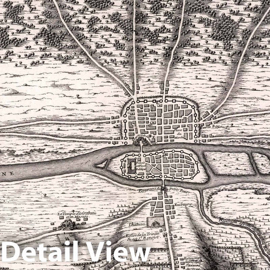 Historic Map : Paris , France, Lutece conquise par les Francois sur les Romains ou Second Plan de La Ville de Paris, 1705 City Atlas , Vintage Wall Art