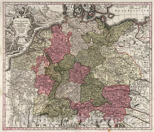 Historic Map : Germany, 1. Postarum seu Cursorum Publicorum Germaniam, 1720 Atlas , Vintage Wall Art