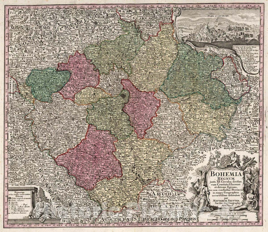 Historic Map : Czech Republic, 22. Bohemia Regnum juxta XII Circulos divisum, 1720 Atlas , Vintage Wall Art