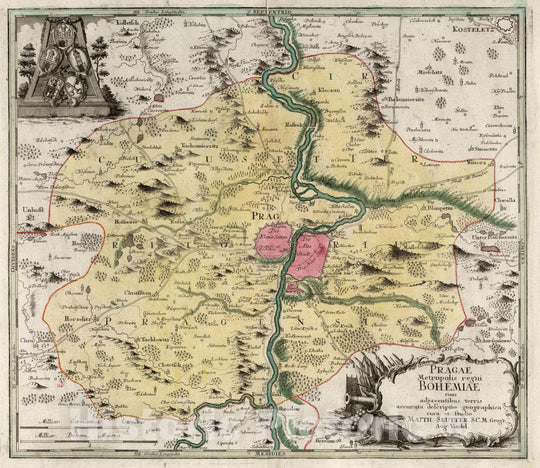 Historic Map : Czech Republic, 23. Pragae Metropolis regni Bohemiae, 1730 Atlas , Vintage Wall Art