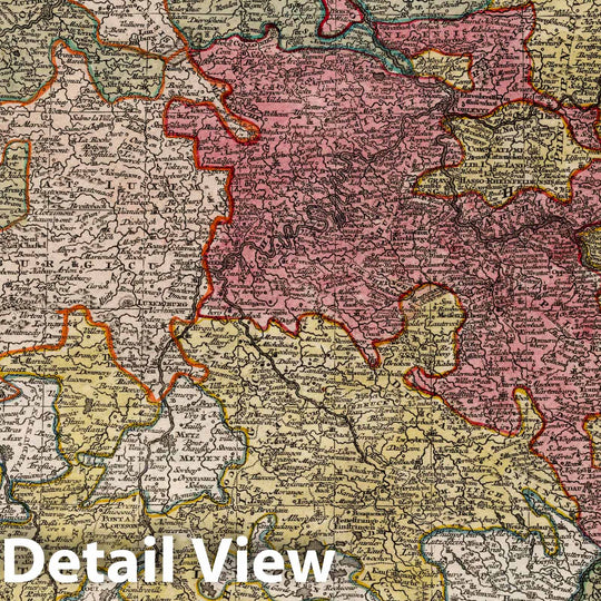 Historic Map : Germany, 25. Martis Area et Alea per Tractum Rheni Moselle ac Mosae, 1744 Atlas , Vintage Wall Art