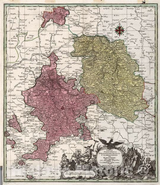 Historic Map : Brandenburg , Germany 26. Brandenburgico = Culmbacensis sive Baruthini, 1750 Atlas , Vintage Wall Art