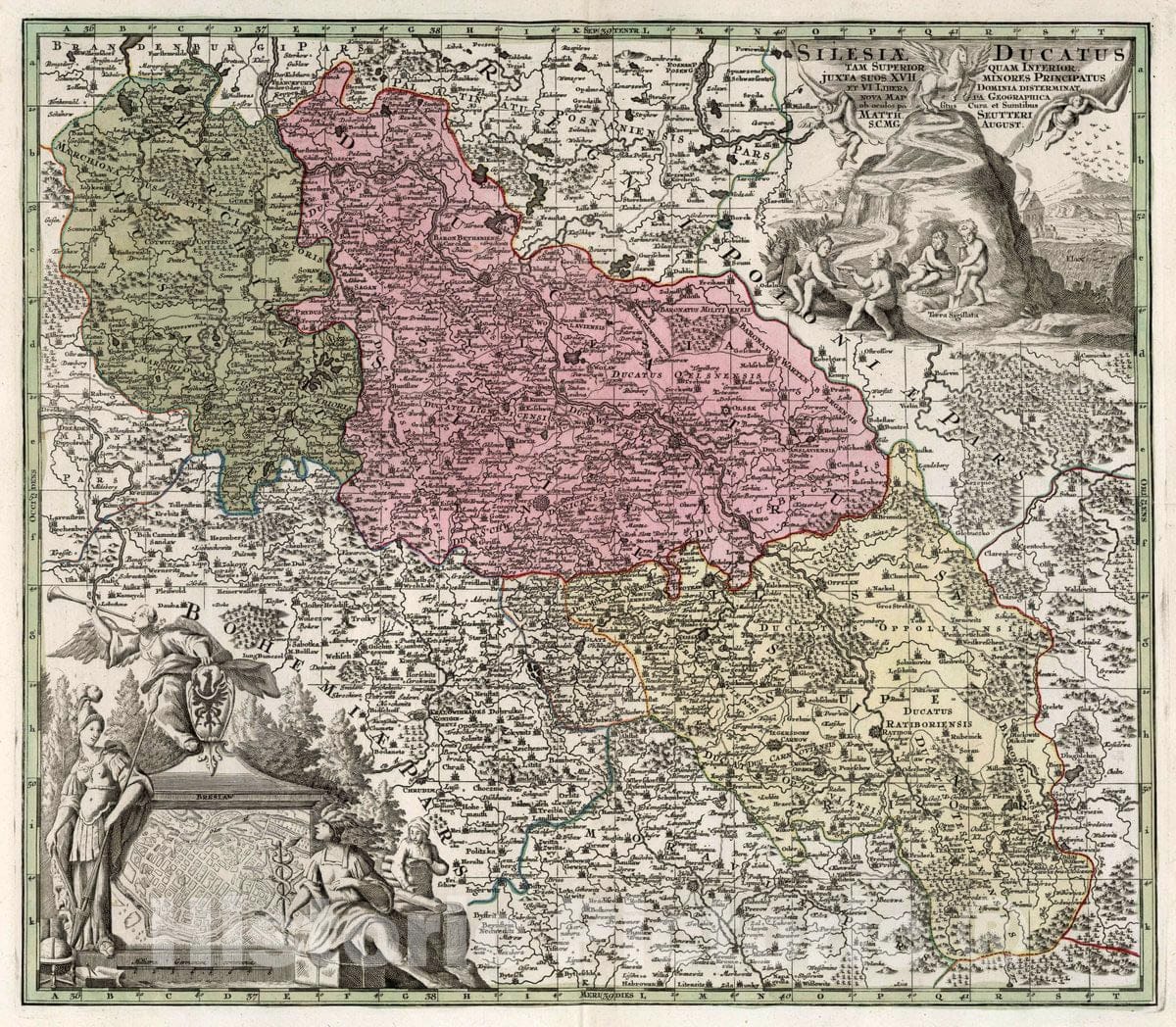 Historic Map : Silesia (Poland) 29. Silesiae Ducatus Tam Superior Quam Inferior, 1740 Atlas , Vintage Wall Art