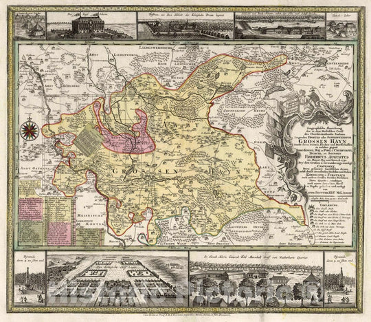 Historic Wall Map : Germany, 30. Geographische Abzeichumung Grossen Hayn, 1740 Atlas , Vintage Wall Art