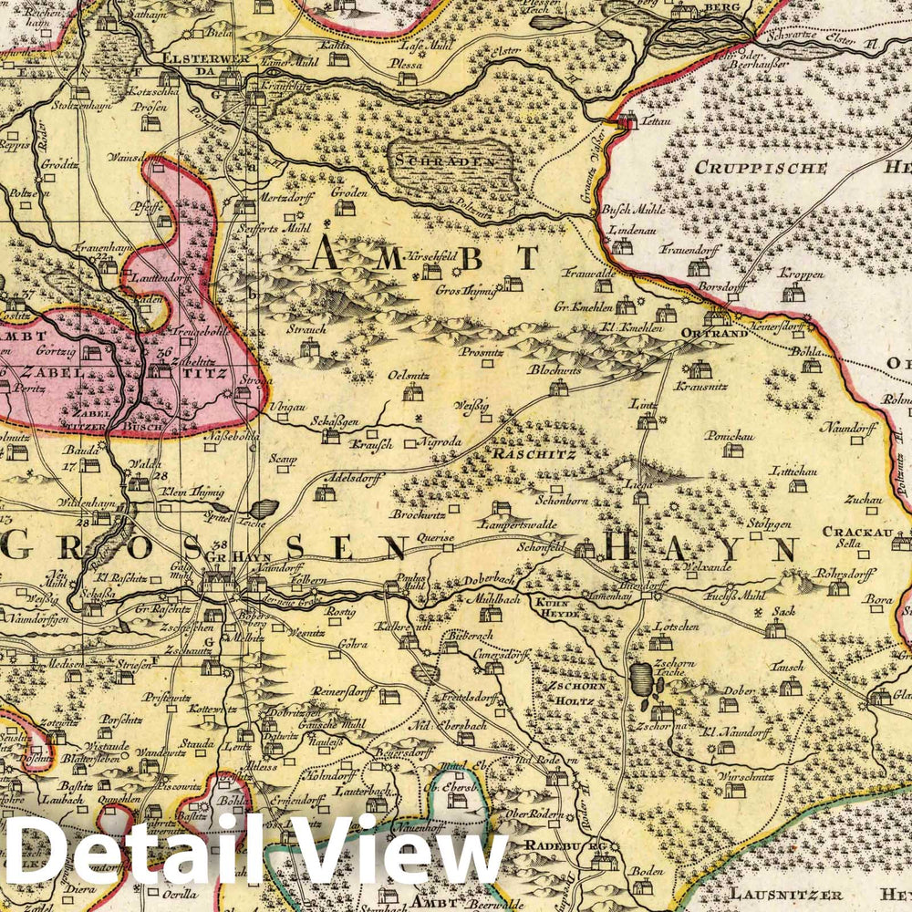 Historic Wall Map : Germany, 30. Geographische Abzeichumung Grossen Hayn, 1740 Atlas , Vintage Wall Art