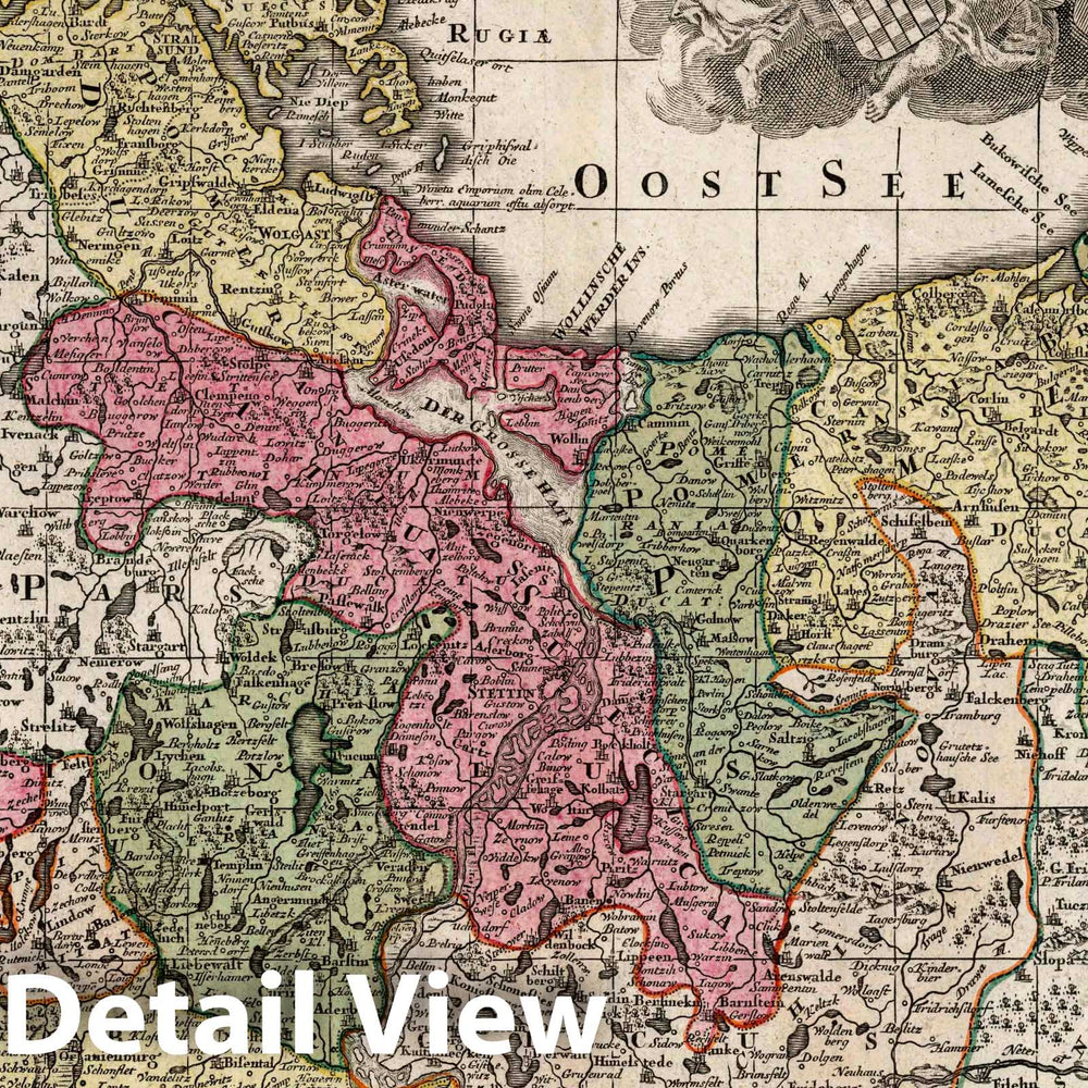 Historic Map : Pomerania , Germany 31. Brandenburgensis, Pomerania et Mecklenburgicus, 1740 Atlas , Vintage Wall Art