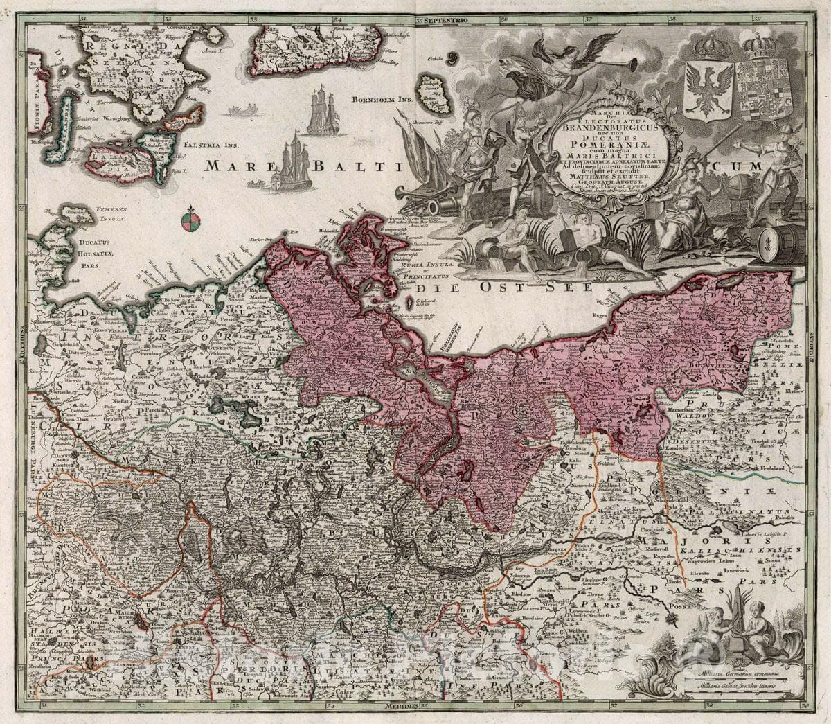 Historic Map : Brandenburg , Germany 33. Brandenburgicus, Pomeraniae, 1725 Atlas , Vintage Wall Art