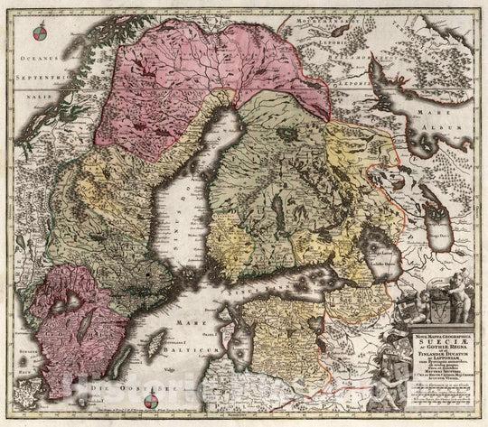 Historic Map : Finland, 44. Sueciae ac Gothiae Regna ut et Finlandiae Ducatum ac Lapponiam, 1720 Atlas , Vintage Wall Art