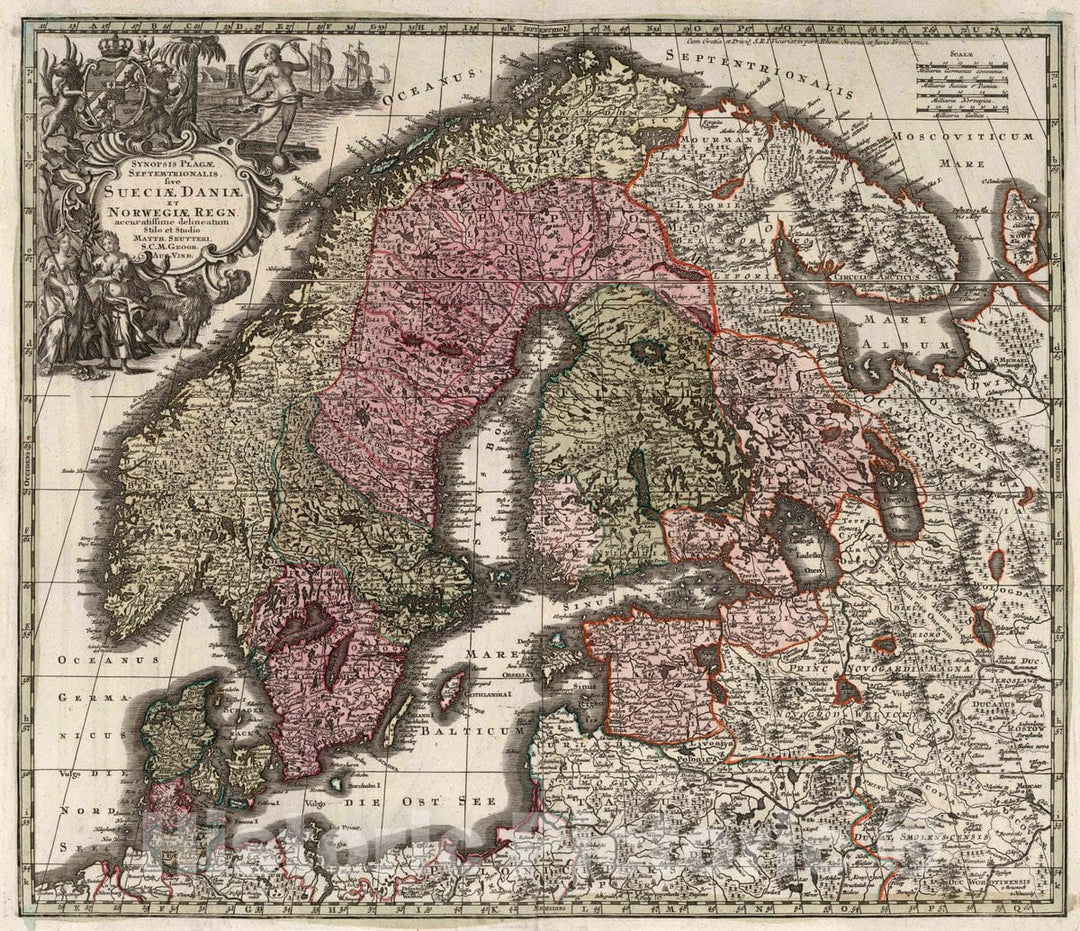 Historic Wall Map : Norway, Scandinavia 46. Synopsis Plagae Septemtrionalis sive Sueciar Daniae et Norwegiae Regn, 1730 Atlas , Vintage Wall Art