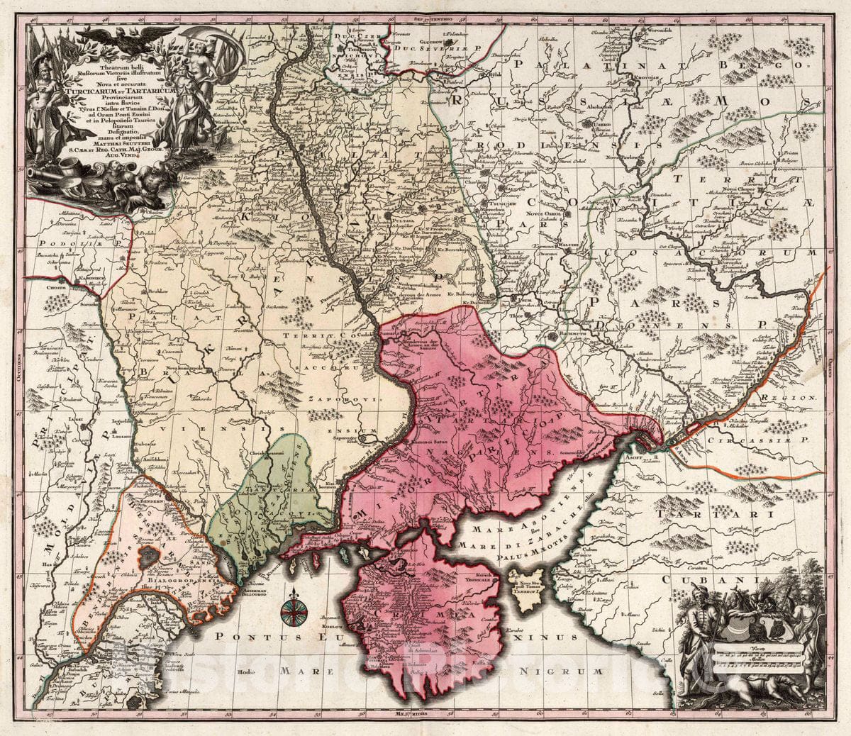 Historic Map : Ukraine, Crimea 51. Turicicurum et Tartaricum, 1740 Atlas , Vintage Wall Art