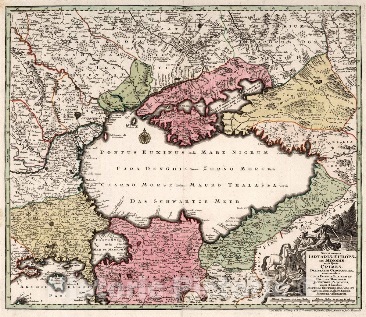 Historic Map : Ukraine, Black Sea 55. Tartariae Europaeae seu Minoris et in Specie Crimeae, 1740 Atlas , Vintage Wall Art