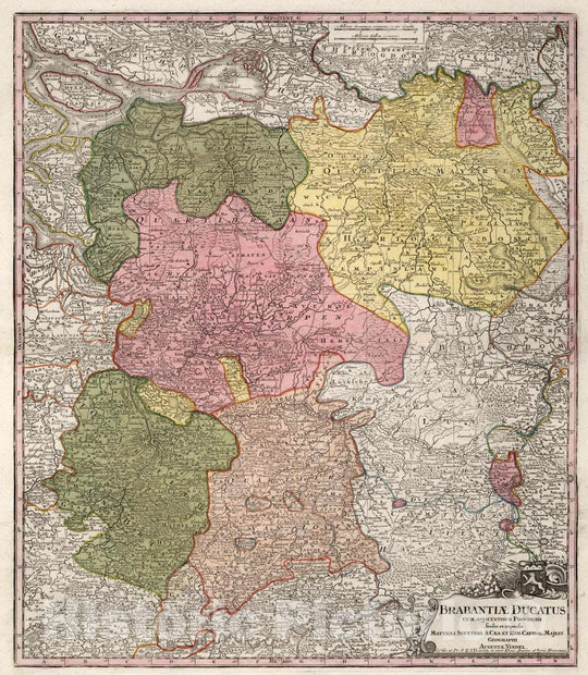 Historic Map : Brabaniae (Netherlands, Belgium) 26. Brabantiae Ducatus, 1740 Atlas , Vintage Wall Art