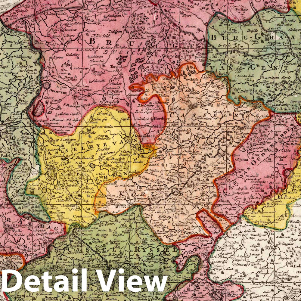 Historic Map : Flanders (Belgium, Netherlands) Composite Seutter Atlas. 27. Flandria, 1744 Atlas , Vintage Wall Art