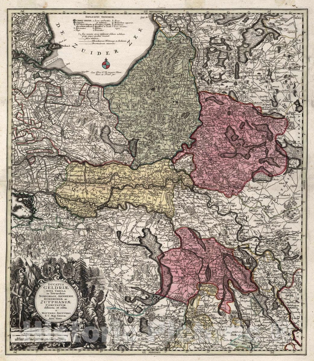 Historic Map : Geldriae (Netherlands) Composite Seutter Atlas. 29. Ducatus Geldriae, 1730 Atlas , Vintage Wall Art