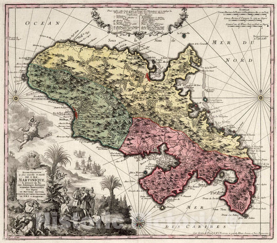 Historic Map : 47. Representation la Plus Nouvelle et exacte d'Ile Martinique, 1735 Atlas - Vintage Wall Art